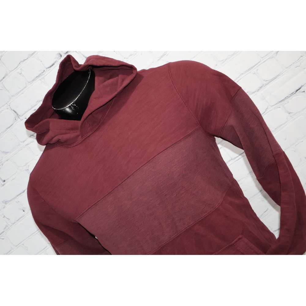 Abercrombie & Fitch Hoodie Mens Small Burgundy Slub Knit Colorblock Pullover